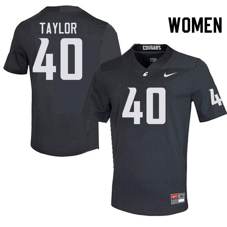 Women #40 Joe Taylor Washington State Cougars College Football Jerseys Stitched-Charcoal